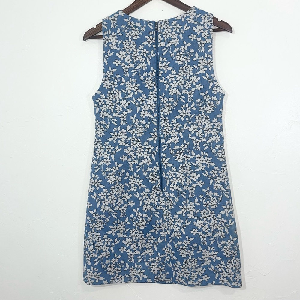 Alice + Olivia Clyde Cornflower Blue Floral Shift Mini Dress Size 4/ S - Picture 7 of 11
